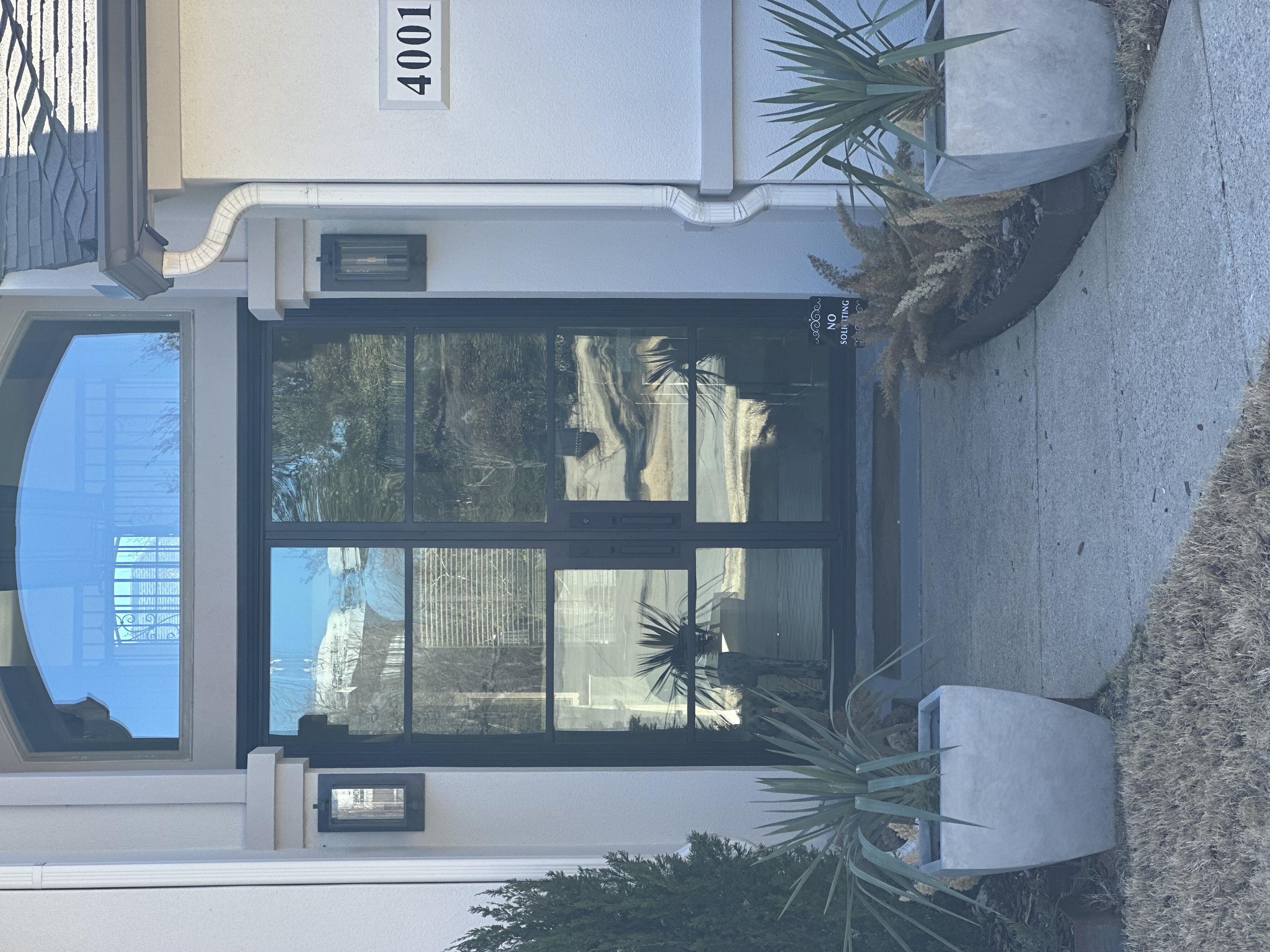Modern building exterior with reflective tinted windows